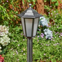 Luminaires Rustiques-hofstein Loria Eclairage de chemin Noir, Argenté, 1 lumière