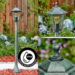 Luminaires Rustiques-hofstein Loria Eclairage de chemin Vert, Noir, 1 lumière