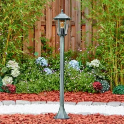 Luminaires Rustiques-hofstein Loria Eclairage de chemin Vert, Noir, 1 lumière