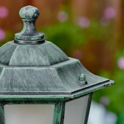 Luminaires Rustiques-hofstein Loria Eclairage de chemin Vert, Noir, 1 lumière