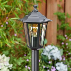 Luminaires Rustiques-hofstein Loria Eclairage de chemin Noir, 1 lumière