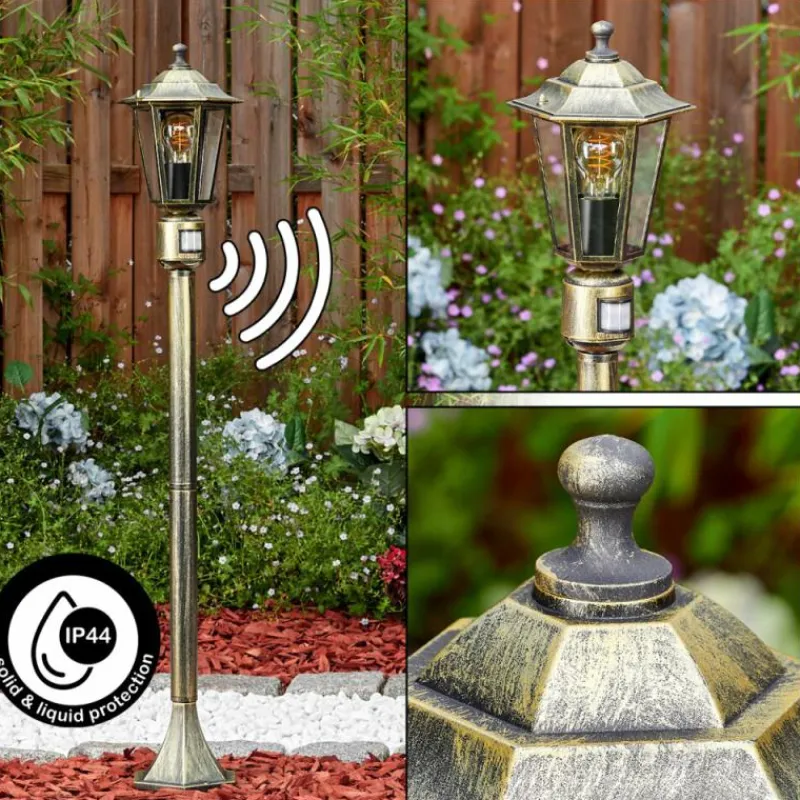 Luminaires Rustiques-hofstein Loria Luminaire extérieur, Eclairage de chemin Brun, Or, Noir, 1 lumière, Détecteur de mouvement