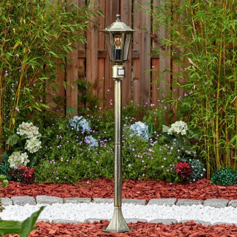 Luminaires Rustiques-hofstein Loria Luminaire extérieur, Eclairage de chemin Brun, Or, Noir, 1 lumière, Détecteur de mouvement