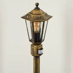 Luminaires Rustiques-hofstein Loria Luminaire extérieur, Eclairage de chemin Brun, Or, Noir, 1 lumière, Détecteur de mouvement