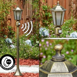 Luminaires Rustiques-hofstein Loria Luminaire extérieur, Eclairage de chemin Brun, Or, Noir, 1 lumière, Détecteur de mouvement