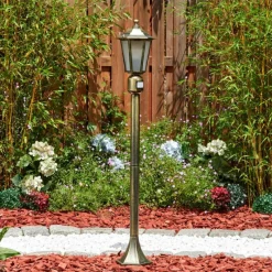 Luminaires Rustiques-hofstein Loria Luminaire extérieur, Eclairage de chemin Brun, Or, Noir, 1 lumière, Détecteur de mouvement