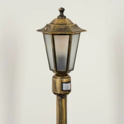 Luminaires Rustiques-hofstein Loria Luminaire extérieur, Eclairage de chemin Brun, Or, Noir, 1 lumière, Détecteur de mouvement