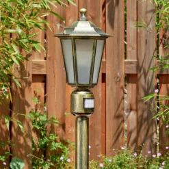 Luminaires Rustiques-hofstein Loria Luminaire extérieur, Eclairage de chemin Brun, Or, Noir, 1 lumière, Détecteur de mouvement