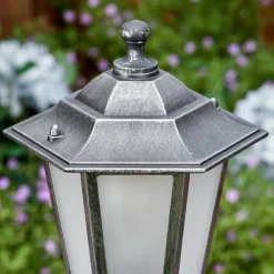 Luminaires Rustiques-hofstein Loria Luminaire extérieur, Eclairage de chemin Noir, Argenté, 1 lumière, Détecteur de mouvement