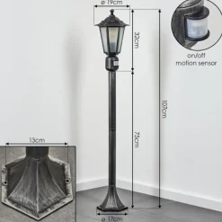 Luminaires Rustiques-hofstein Loria Luminaire extérieur, Eclairage de chemin Noir, Argenté, 1 lumière, Détecteur de mouvement