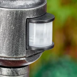 Luminaires Rustiques-hofstein Loria Luminaire extérieur, Eclairage de chemin Noir, Argenté, 1 lumière, Détecteur de mouvement