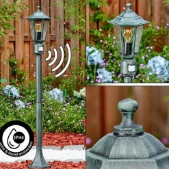 Luminaires Rustiques-hofstein Loria Luminaire extérieur, Eclairage de chemin Vert, Noir, 1 lumière, Détecteur de mouvement