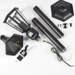 Luminaires Rustiques-hofstein Loria Luminaire extérieur, Eclairage de chemin Noir, 1 lumière, Détecteur de mouvement