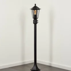 Luminaires Rustiques-hofstein Loria Luminaire extérieur, Eclairage de chemin Noir, 1 lumière, Détecteur de mouvement