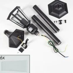 Luminaires Rustiques-hofstein Loria Luminaire extérieur, Eclairage de chemin Noir, 1 lumière, Détecteur de mouvement