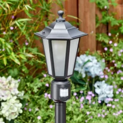 Luminaires Rustiques-hofstein Loria Luminaire extérieur, Eclairage de chemin Noir, 1 lumière, Détecteur de mouvement