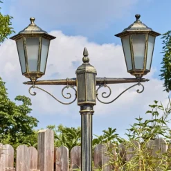 Lampes Dorées-hofstein Loria Luminaire extérieur, Réverbère, Eclairage de chemin Brun, Or, 2 lumières