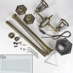 Lampes Dorées-hofstein Loria Luminaire extérieur, Réverbère, Eclairage de chemin Brun, Or, 2 lumières