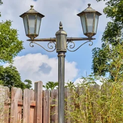 Lampes Dorées-hofstein Loria Luminaire extérieur, Réverbère, Eclairage de chemin Brun, Or, 2 lumières