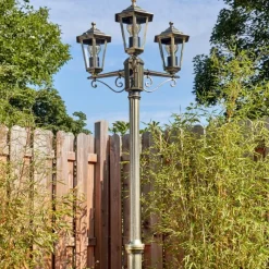 Lampes Dorées-hofstein Loria Luminaire extérieur, Réverbère, Eclairage de chemin Brun, Or, 3 lumières