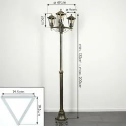 Lampes Dorées-hofstein Loria Luminaire extérieur, Réverbère, Eclairage de chemin Brun, Or, 3 lumières