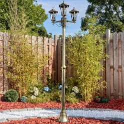 Lampes Dorées-hofstein Loria Luminaire extérieur, Réverbère, Eclairage de chemin Brun, Or, 3 lumières