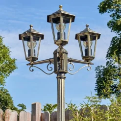 Lampes Dorées-hofstein Loria Luminaire extérieur, Réverbère, Eclairage de chemin Brun, Or, 3 lumières