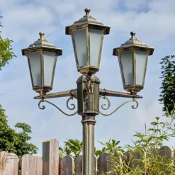 Lampes Dorées-hofstein Loria Luminaire extérieur, Réverbère, Eclairage de chemin Brun, Or, 3 lumières