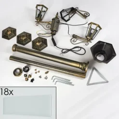 Lampes Dorées-hofstein Loria Luminaire extérieur, Réverbère, Eclairage de chemin Brun, Or, 3 lumières