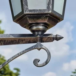 Lampes Vintages & Rétros-hofstein Loria Luminaire extérieur, Réverbère, Eclairage de chemin Noir, Argenté, 2 lumières