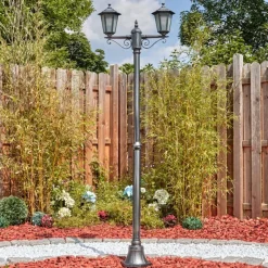 Lampes Vintages & Rétros-hofstein Loria Luminaire extérieur, Réverbère, Eclairage de chemin Noir, Argenté, 2 lumières