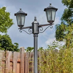 Lampes Vintages & Rétros-hofstein Loria Luminaire extérieur, Réverbère, Eclairage de chemin Noir, Argenté, 2 lumières