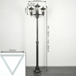 Lampes Vintages & Rétros-hofstein Loria Luminaire extérieur, Réverbère, Eclairage de chemin Noir, Argenté, 3 lumières