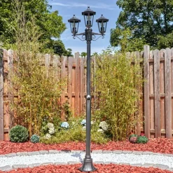 Lampes Vintages & Rétros-hofstein Loria Luminaire extérieur, Réverbère, Eclairage de chemin Noir, Argenté, 3 lumières