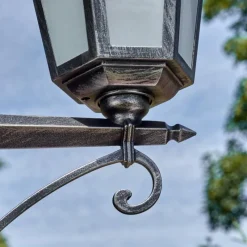 Lampes Vintages & Rétros-hofstein Loria Luminaire extérieur, Réverbère, Eclairage de chemin Noir, Argenté, 3 lumières