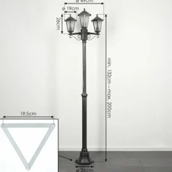 Lampes Vintages & Rétros-hofstein Loria Luminaire extérieur, Réverbère, Eclairage de chemin Noir, Argenté, 3 lumières