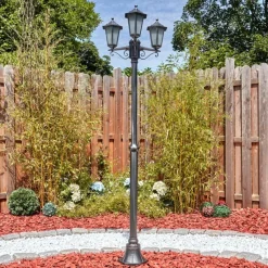 Lampes Vintages & Rétros-hofstein Loria Luminaire extérieur, Réverbère, Eclairage de chemin Noir, Argenté, 3 lumières