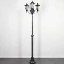 Lampes Vintages & Rétros-hofstein Loria Luminaire extérieur, Réverbère, Eclairage de chemin Noir, Argenté, 3 lumières