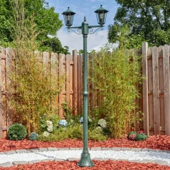 Lampes Vintages & Rétros-hofstein Loria Luminaire extérieur, Réverbère, Eclairage de chemin Vert, Noir, 2 lumières