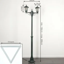 Lampes Vintages & Rétros-hofstein Loria Luminaire extérieur, Réverbère, Eclairage de chemin Vert, Noir, 2 lumières