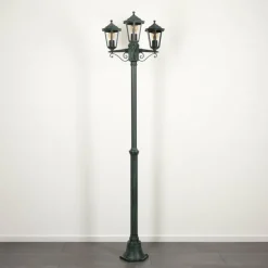 Lampes Vintages & Rétros-hofstein Loria Luminaire extérieur, Réverbère, Eclairage de chemin Vert, Noir, 3 lumières