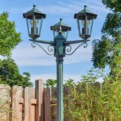 Lampes Vintages & Rétros-hofstein Loria Luminaire extérieur, Réverbère, Eclairage de chemin Vert, Noir, 3 lumières