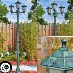 Lampes Vintages & Rétros-hofstein Loria Luminaire extérieur, Réverbère, Eclairage de chemin Vert, Noir, 3 lumières