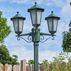 Lampes Vintages & Rétros-hofstein Loria Luminaire extérieur, Réverbère, Eclairage de chemin Vert, Noir, 3 lumières
