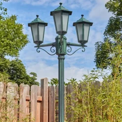 Lampes Vintages & Rétros-hofstein Loria Luminaire extérieur, Réverbère, Eclairage de chemin Vert, Noir, 3 lumières