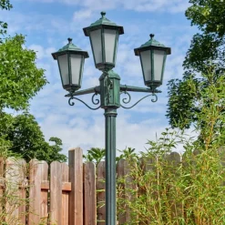 Lampes Vintages & Rétros-hofstein Loria Luminaire extérieur, Réverbère, Eclairage de chemin Vert, Noir, 3 lumières