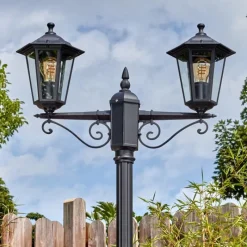 Lampes Vintages & Rétros-hofstein Loria Luminaire extérieur, Réverbère, Eclairage de chemin Noir, 2 lumières
