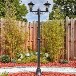 Lampes Vintages & Rétros-hofstein Loria Luminaire extérieur, Réverbère, Eclairage de chemin Noir, 2 lumières