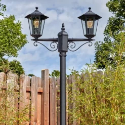 Lampes Vintages & Rétros-hofstein Loria Luminaire extérieur, Réverbère, Eclairage de chemin Noir, 2 lumières