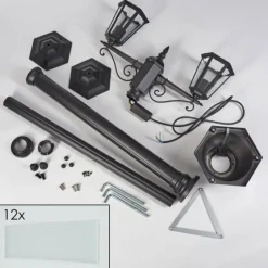 Lampes Vintages & Rétros-hofstein Loria Luminaire extérieur, Réverbère, Eclairage de chemin Noir, 2 lumières